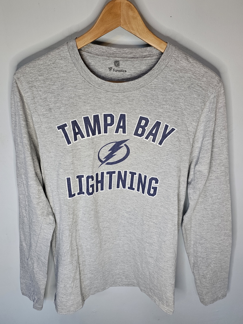 Fanatics Tampa Bay Lightning Long Sleeve Tee Size S NHL Heather Gray